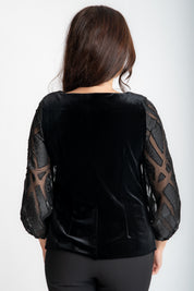 Bluza din catifea cu dantela