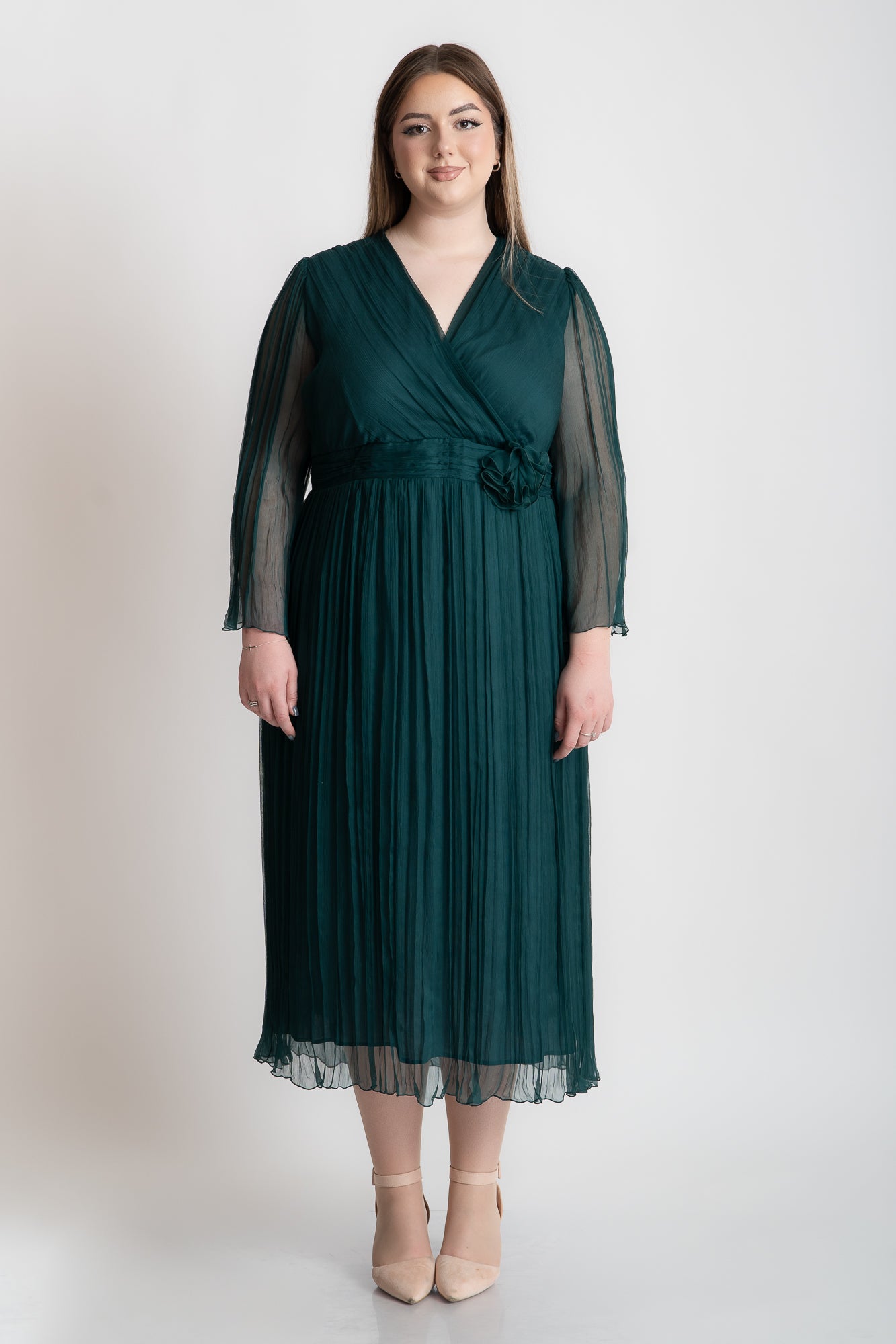 Rochie din matase midi, verde