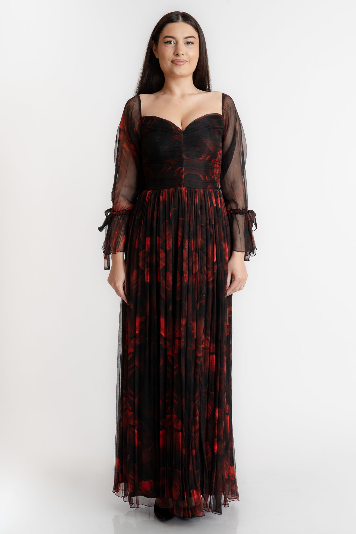 Rochie din matase imprimata, rosie