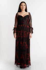 Rochie din matase imprimata, rosie