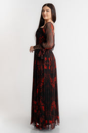 Rochie din matase imprimata, rosie