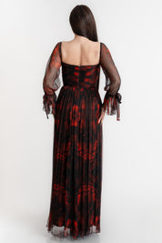 Rochie din matase imprimata, rosie