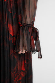 Rochie din matase imprimata, rosie