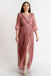 Rochie lunga eleganta, roz pudra