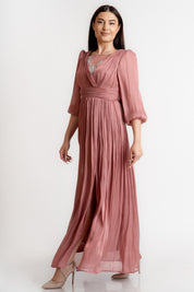 Rochie lunga eleganta, roz pudra