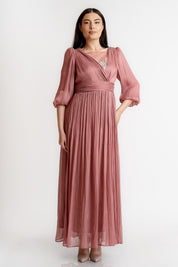 Rochie lunga eleganta, roz pudra