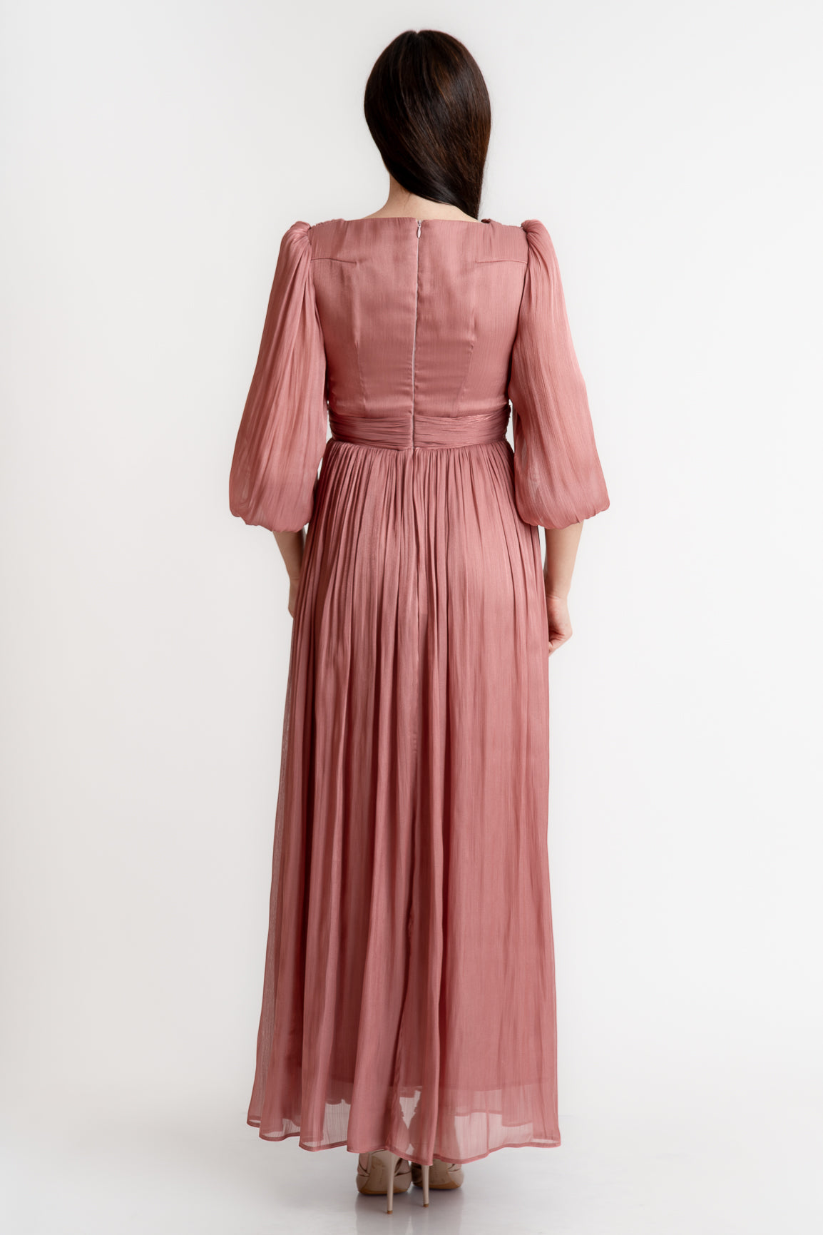 Rochie lunga eleganta, roz pudra