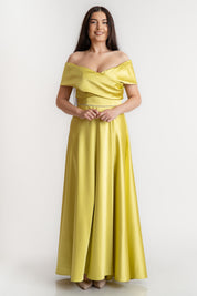 Rochie cu umeri goi, lime