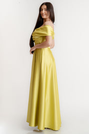 Rochie cu umeri goi, lime