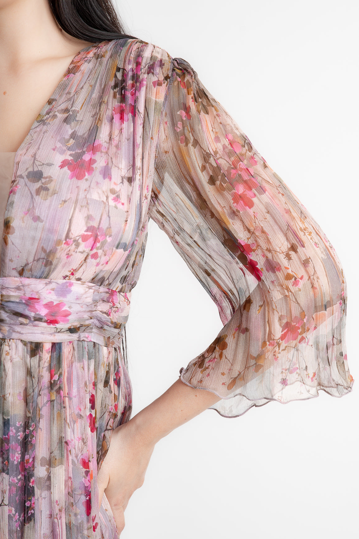 Rochie din matase imprimata, lila