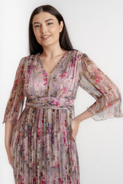 Rochie din matase imprimata, lila