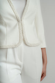 Bolero alb cu accesoriu