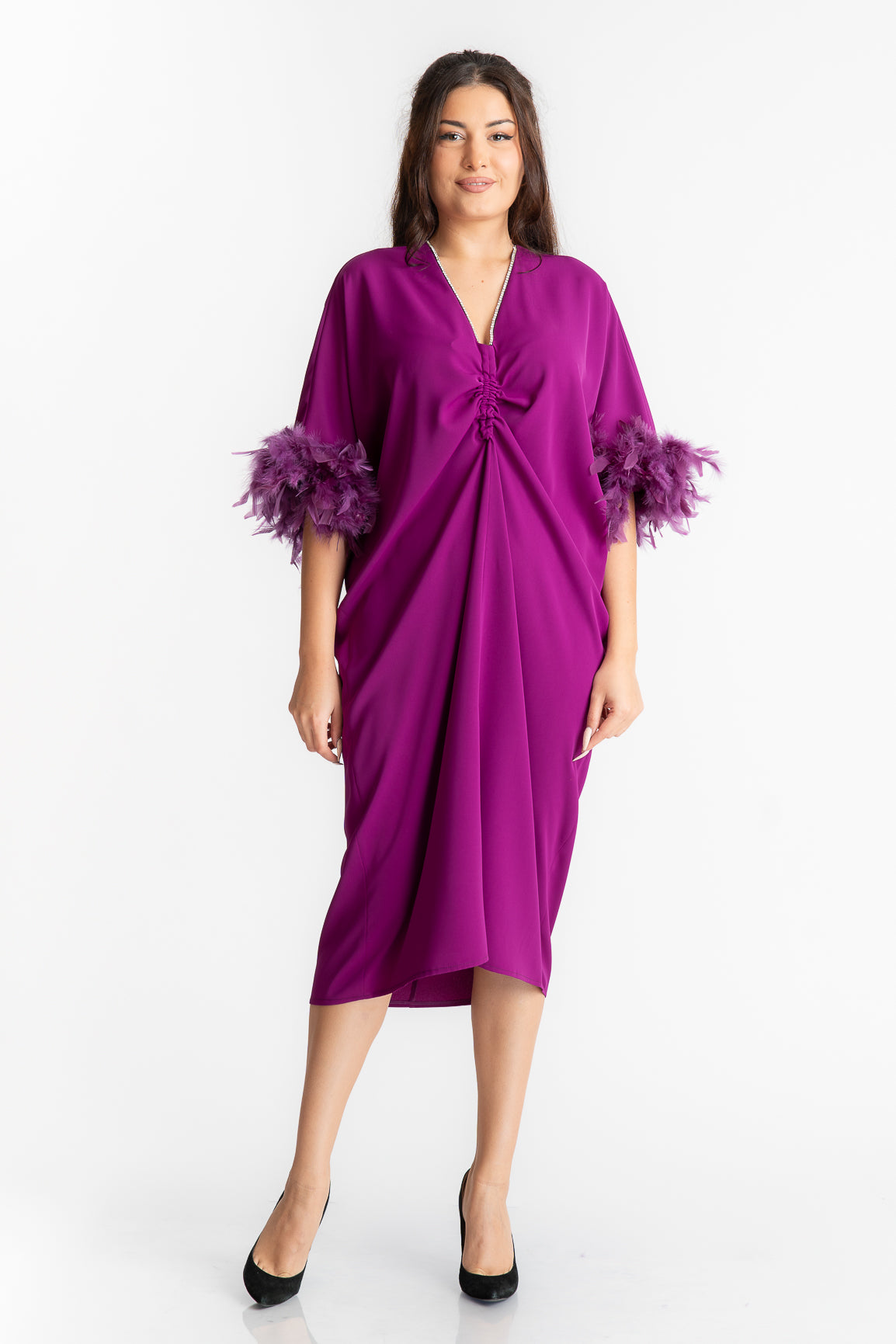 Rochie cu pene, mov