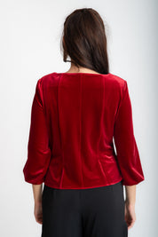 Bluza din catifea cu accesorii, rosie