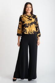 Bluza voal mustar-negru