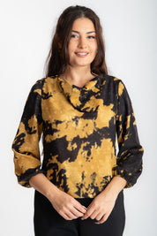 Bluza voal mustar-negru