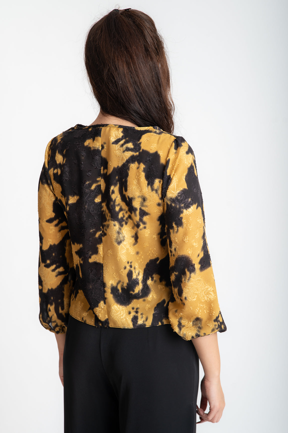 Bluza voal mustar-negru