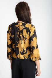 Bluza voal mustar-negru