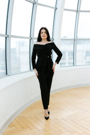 Sacou cu umeri goi, negru