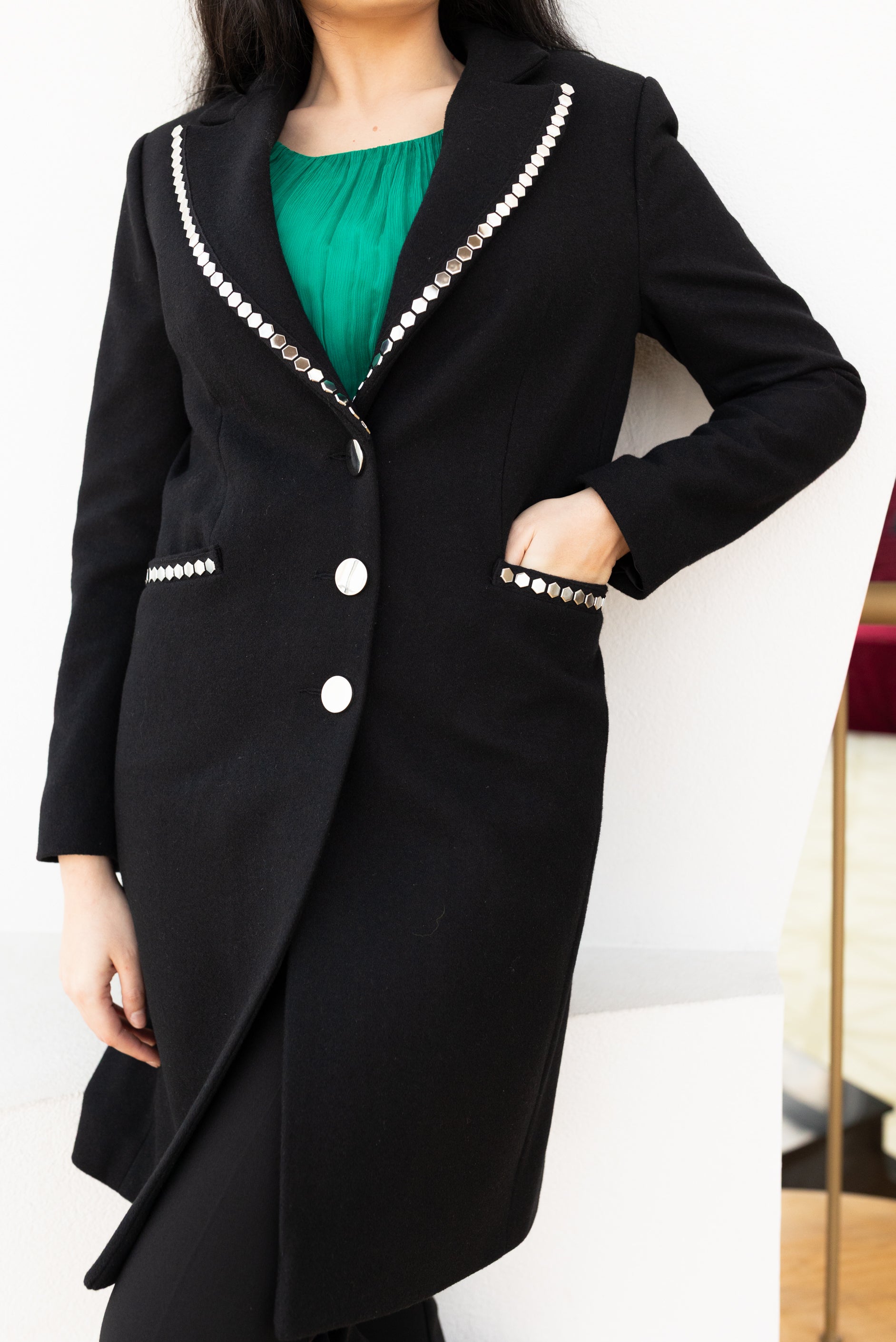 Palton cu aplicatii, negru