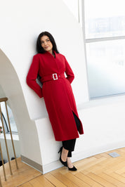 Palton cu cordon, rosu