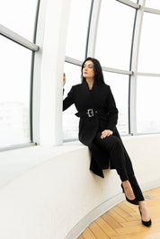 Palton cu cordon, negru