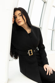 Palton cu cordon, negru