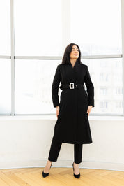 Palton cu cordon, negru