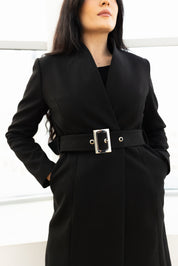 Palton cu cordon, negru