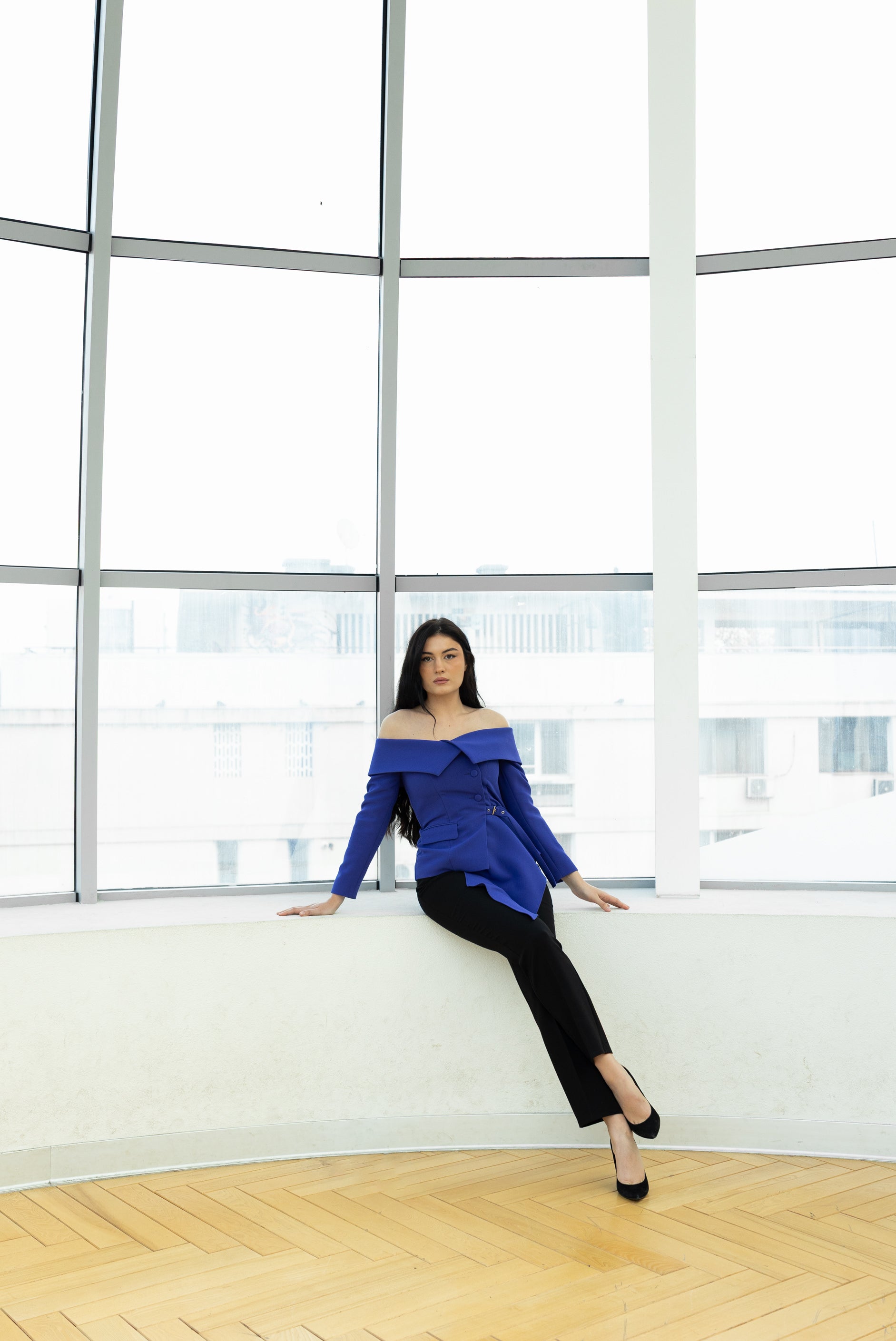 Sacou cu umeri goi, mov