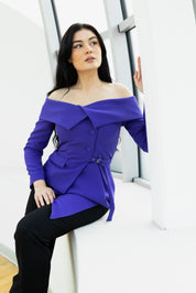 Sacou cu umeri goi, mov