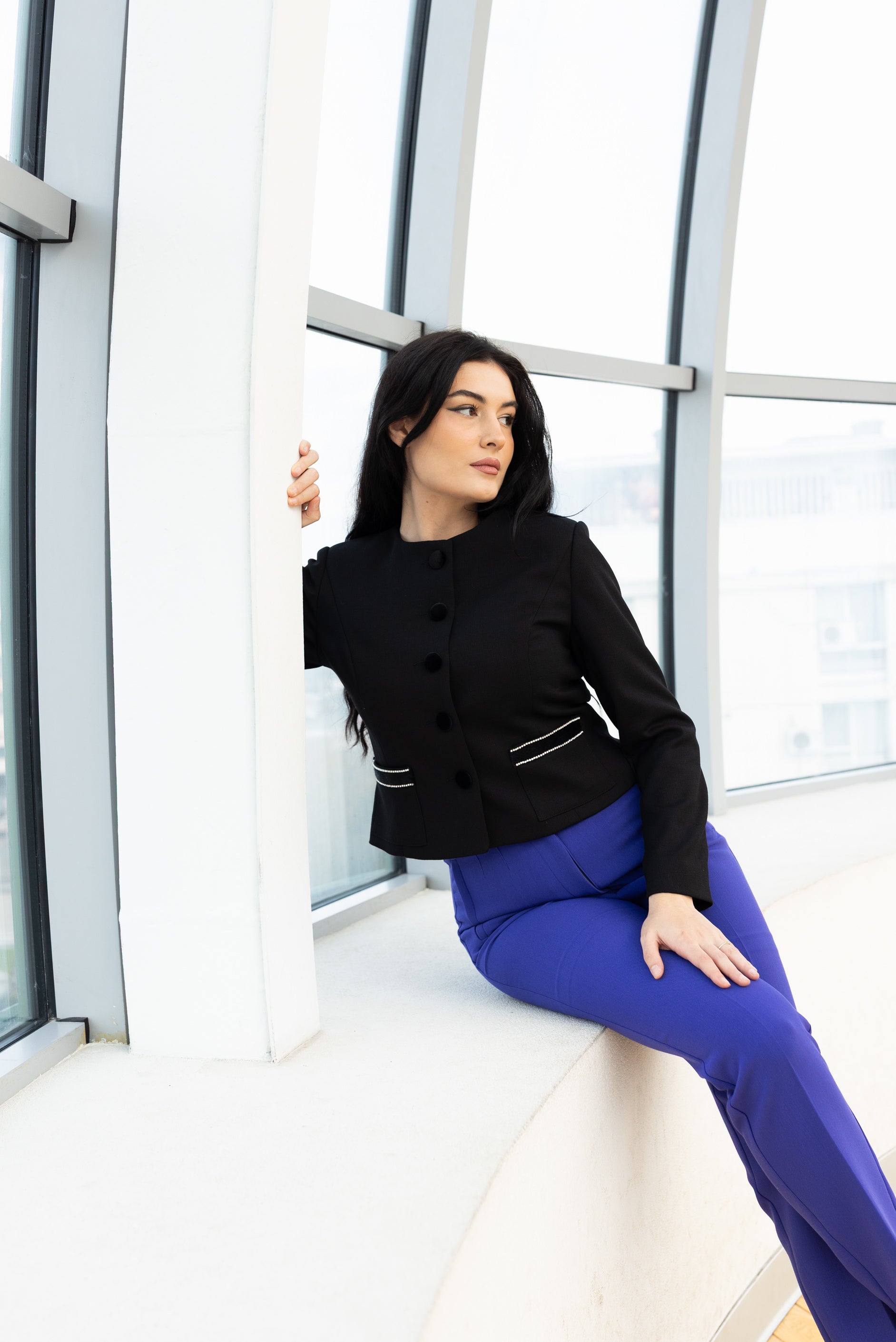 Sacou cambrat, negru