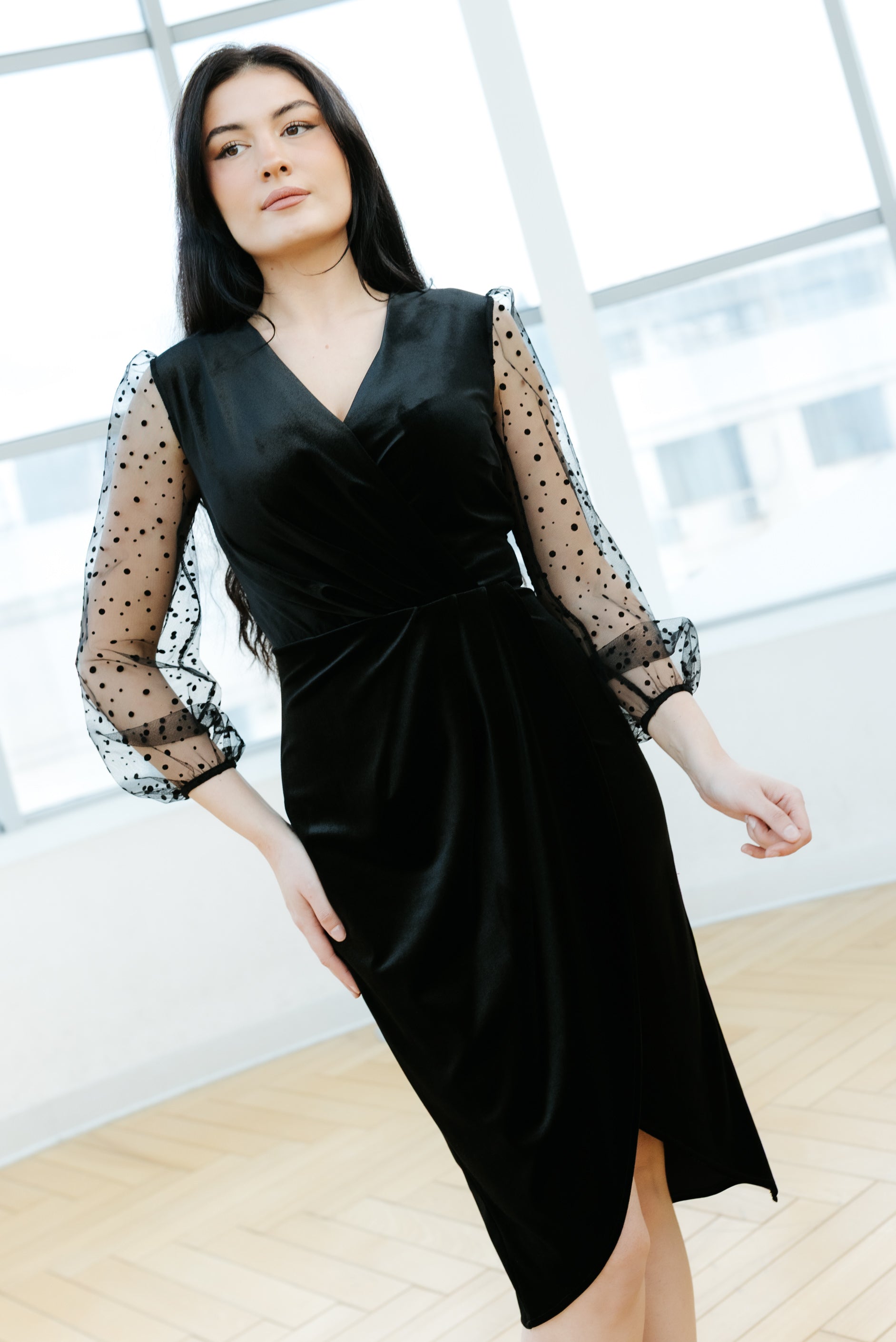 Rochie catifea cu fronseuri