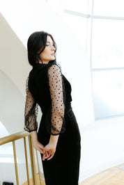 Rochie din catifea midi, neagra