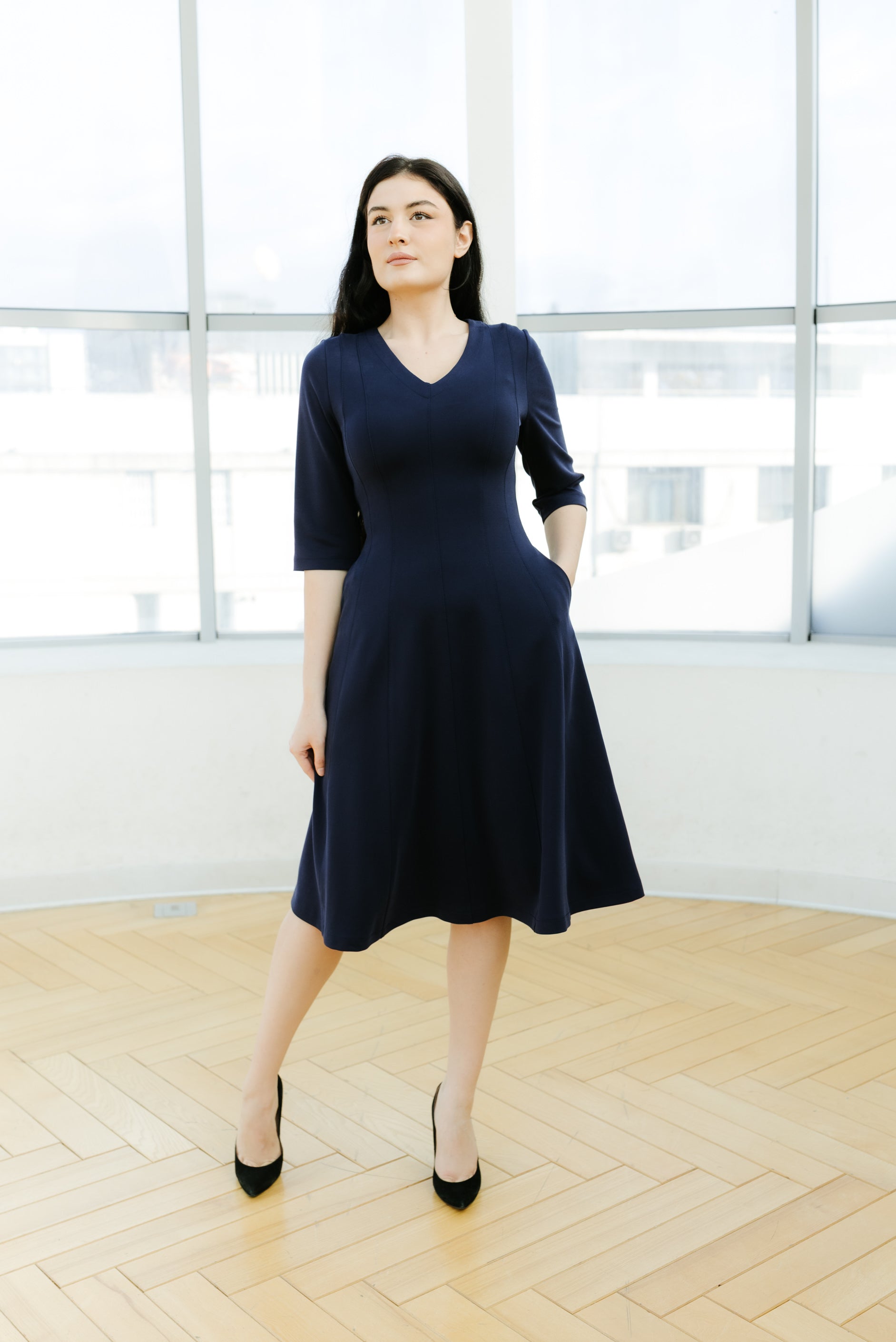 Rochie in clini, bleumarin