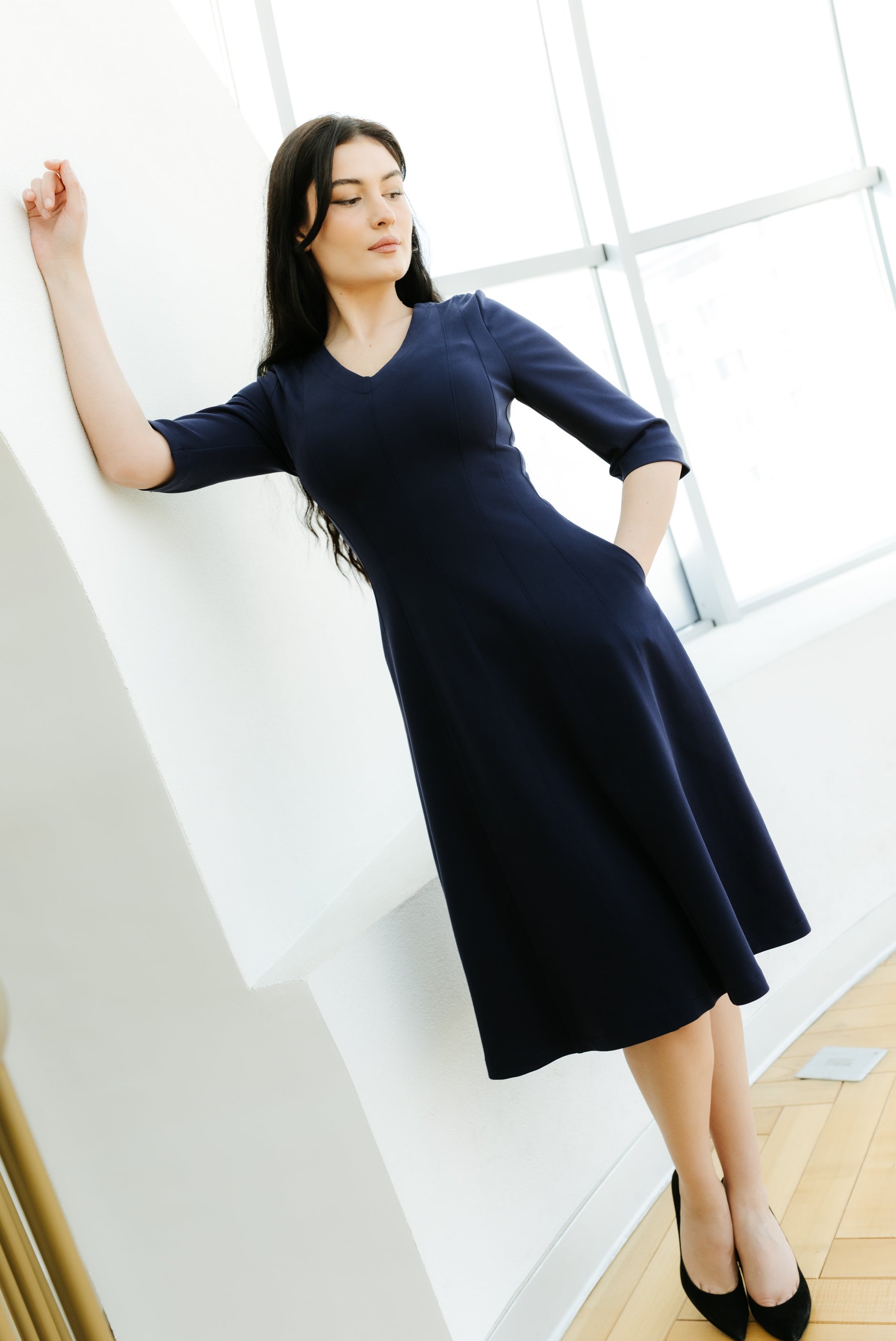 Rochie in clini, bleumarin