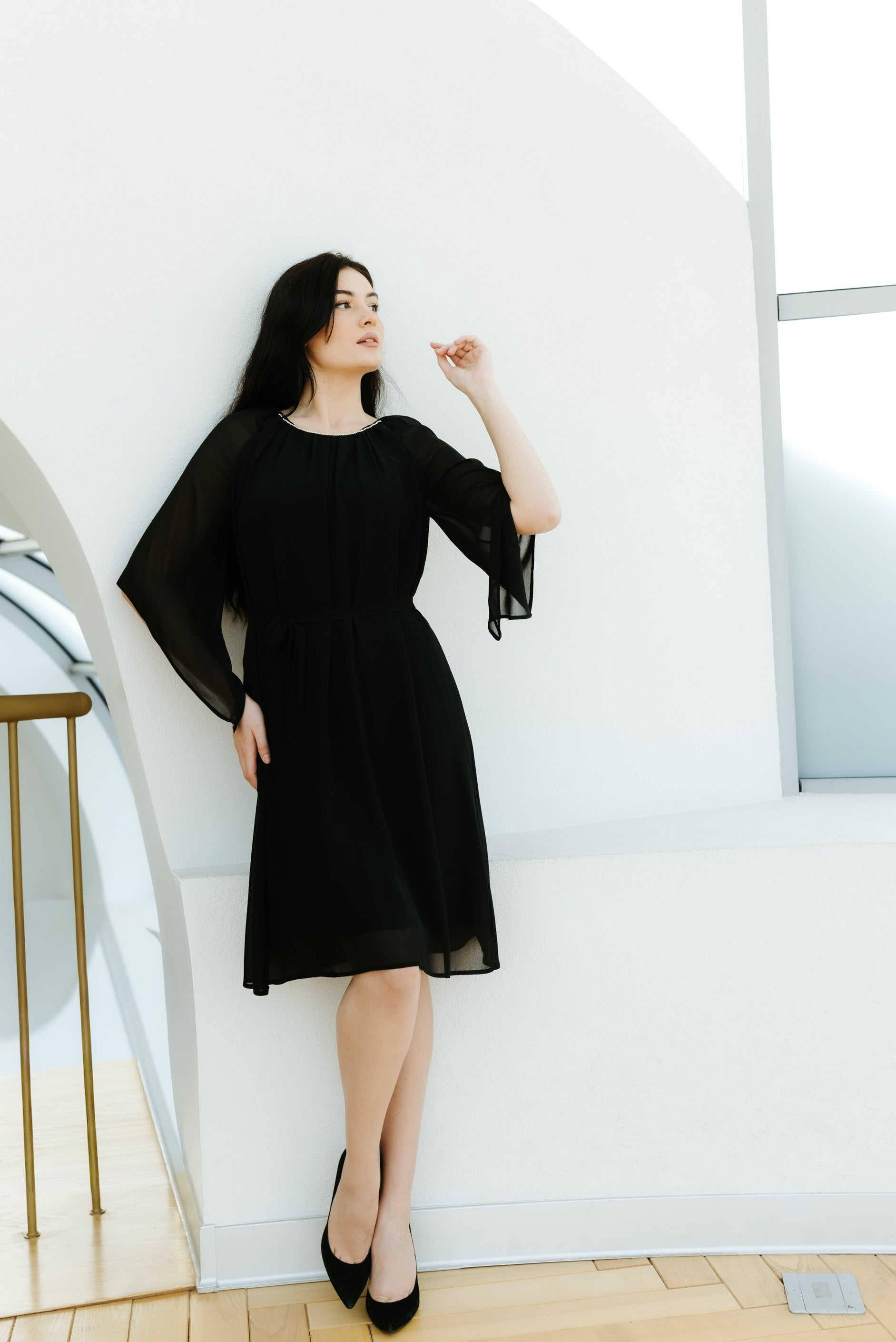 Rochie lejera cu catarama detasabila, neagra