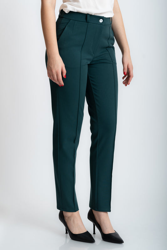 Pantaloni verzi cu dunga cusuta