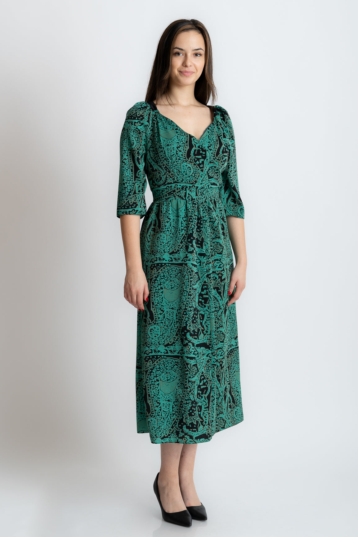 Rochie verde imprimata