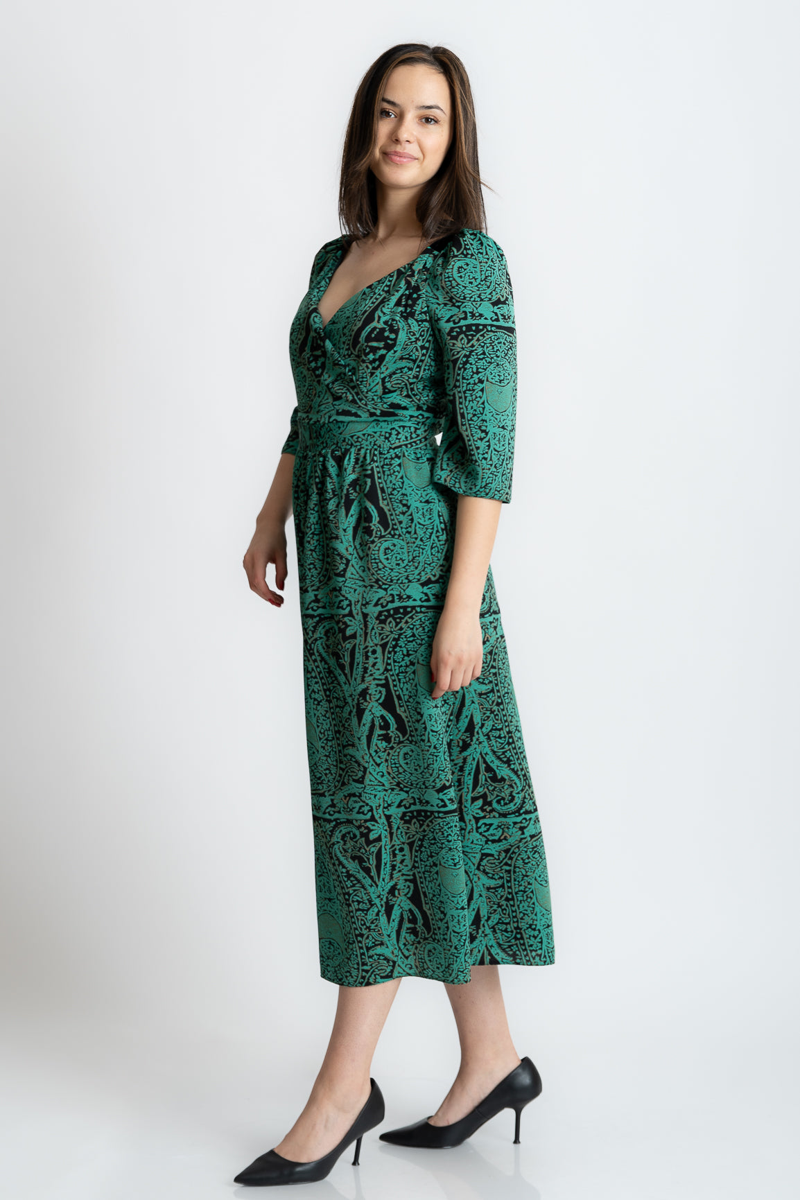 Rochie verde imprimata