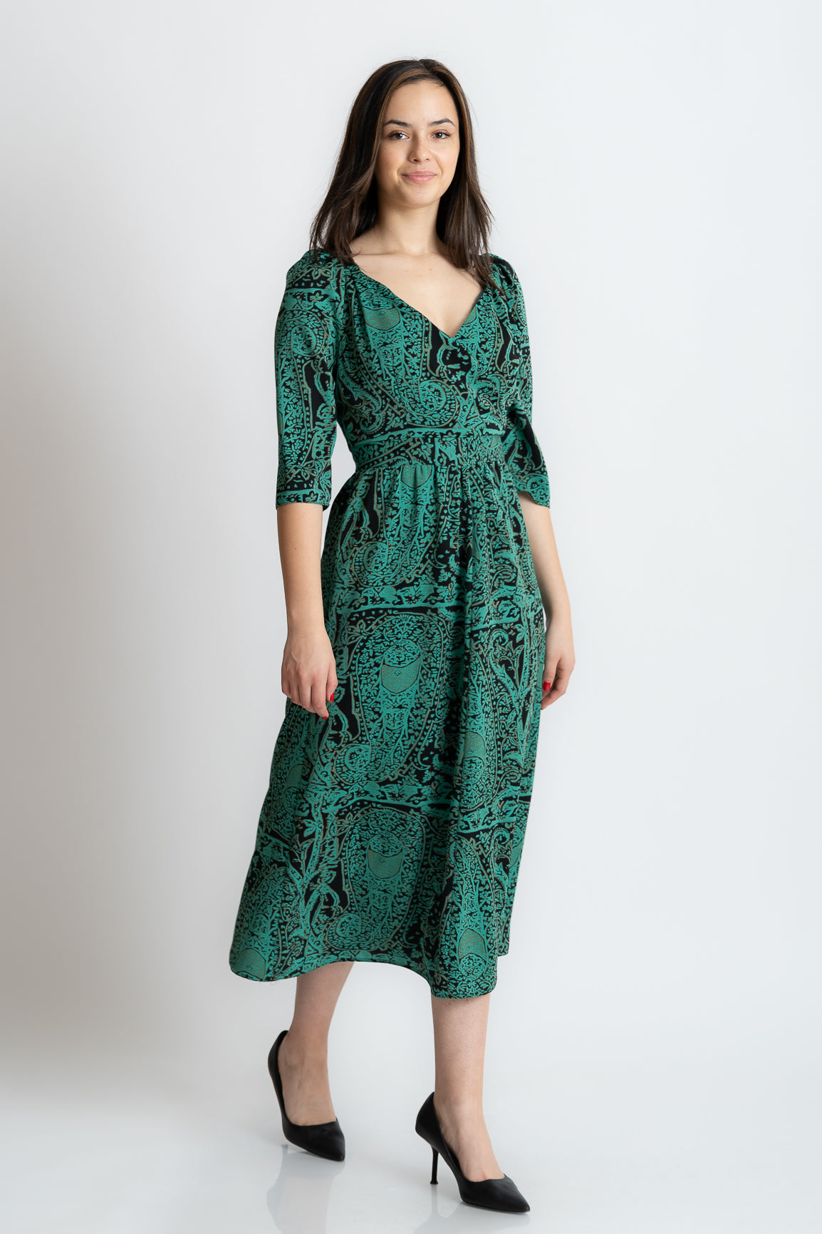 Rochie verde imprimata