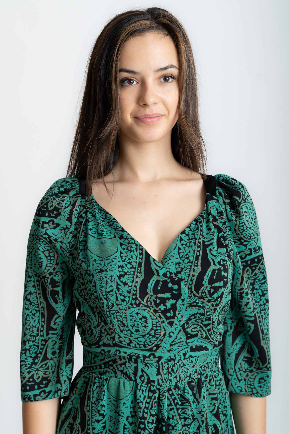 Rochie verde imprimata