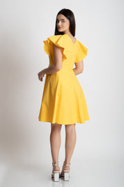 Rochie din bumbac galbena de vara