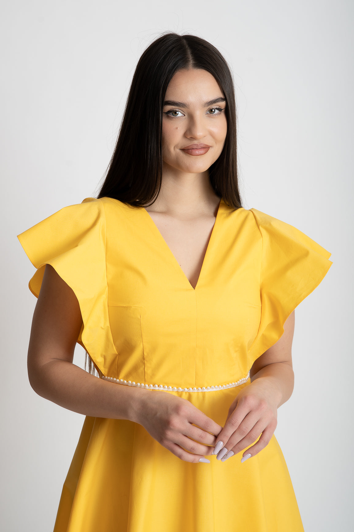 Rochie din bumbac galbena de vara