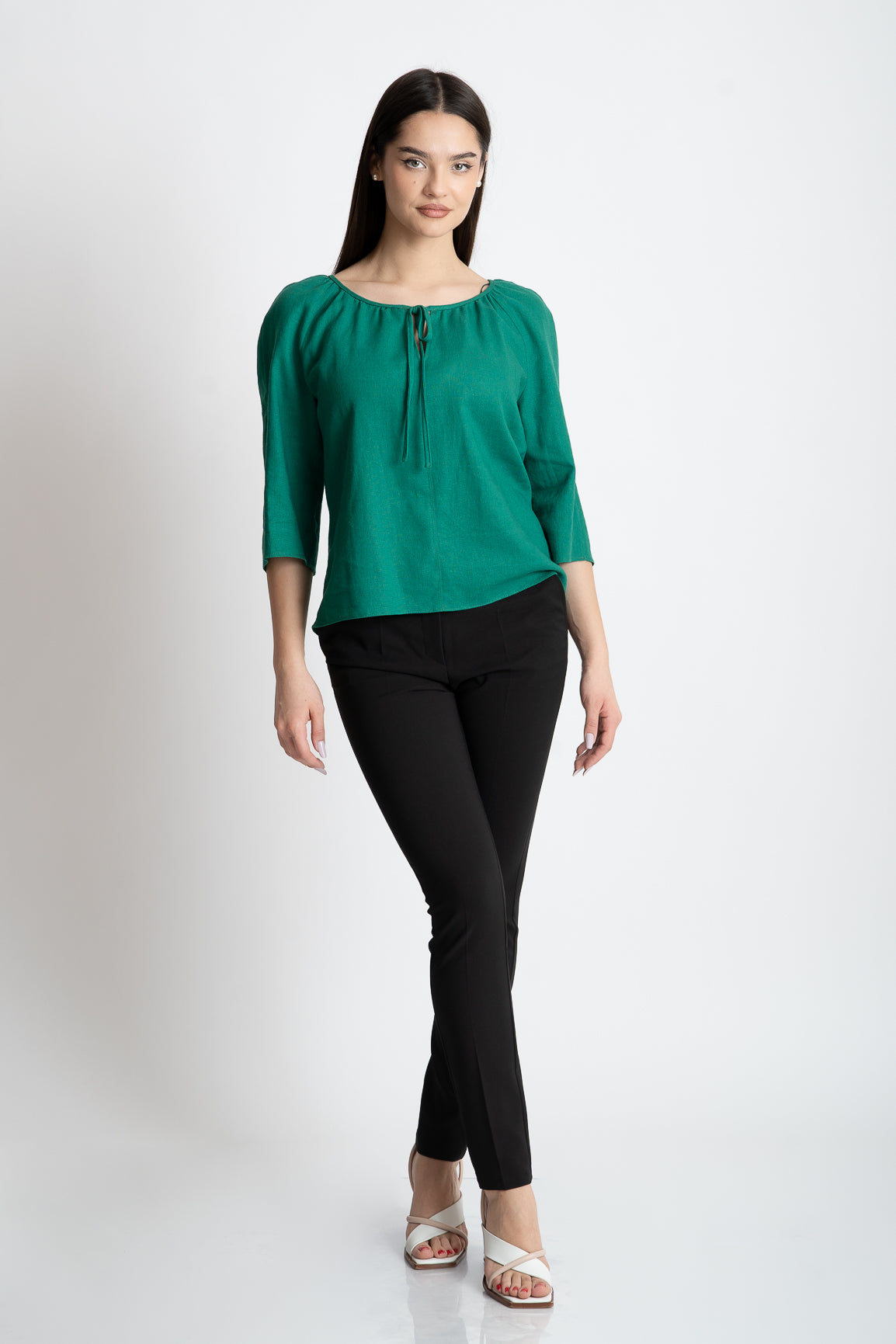 Bluza din in, verde