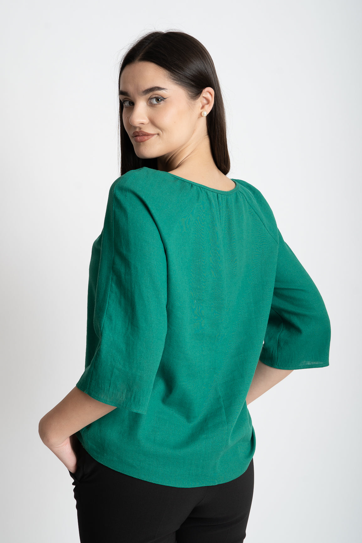 Bluza din in, verde