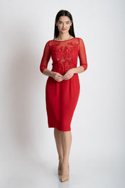 Rochie rosie cusuta manual