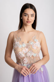 Rochie cusuta manual lavanda