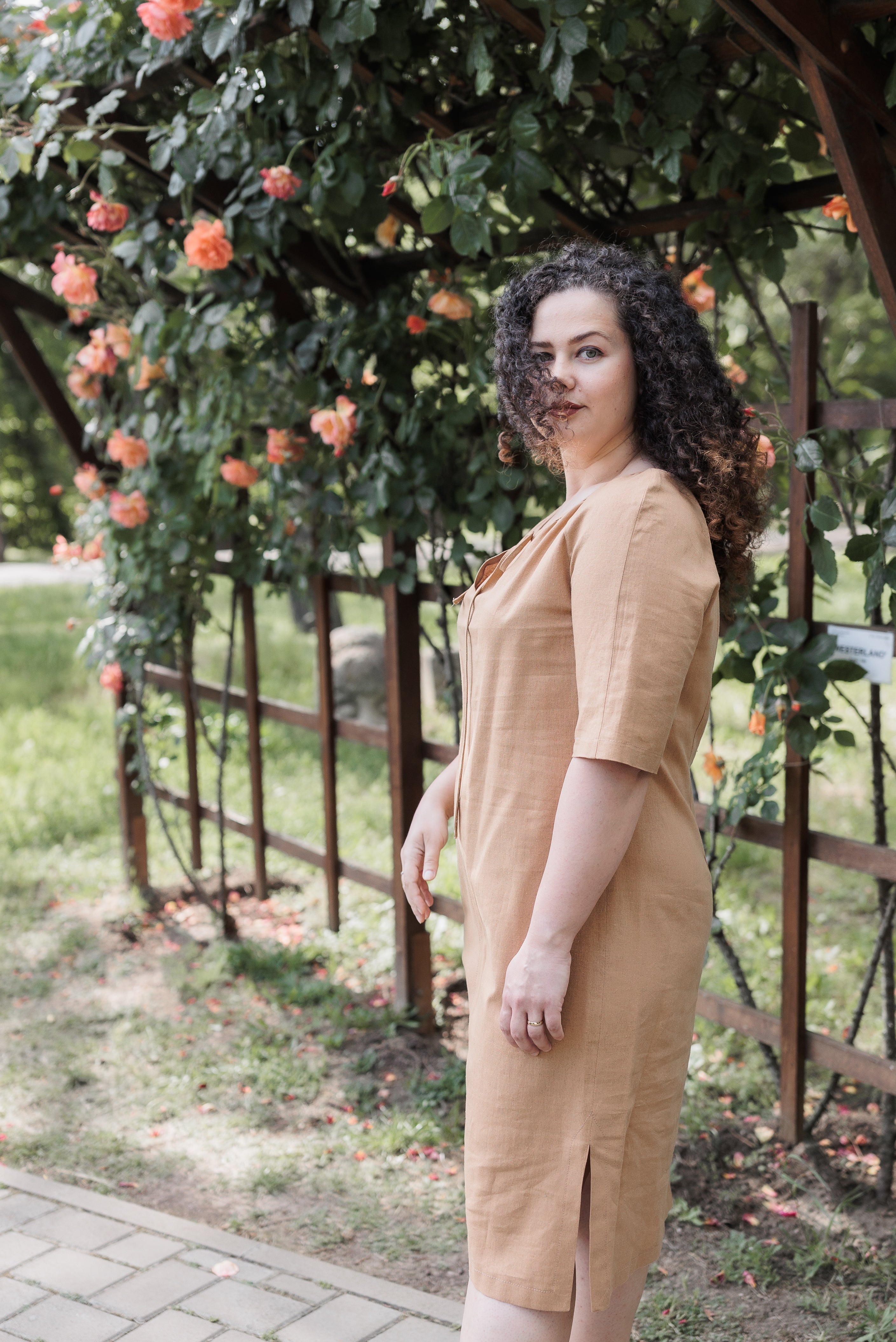 Rochie din in natural de vara lejera