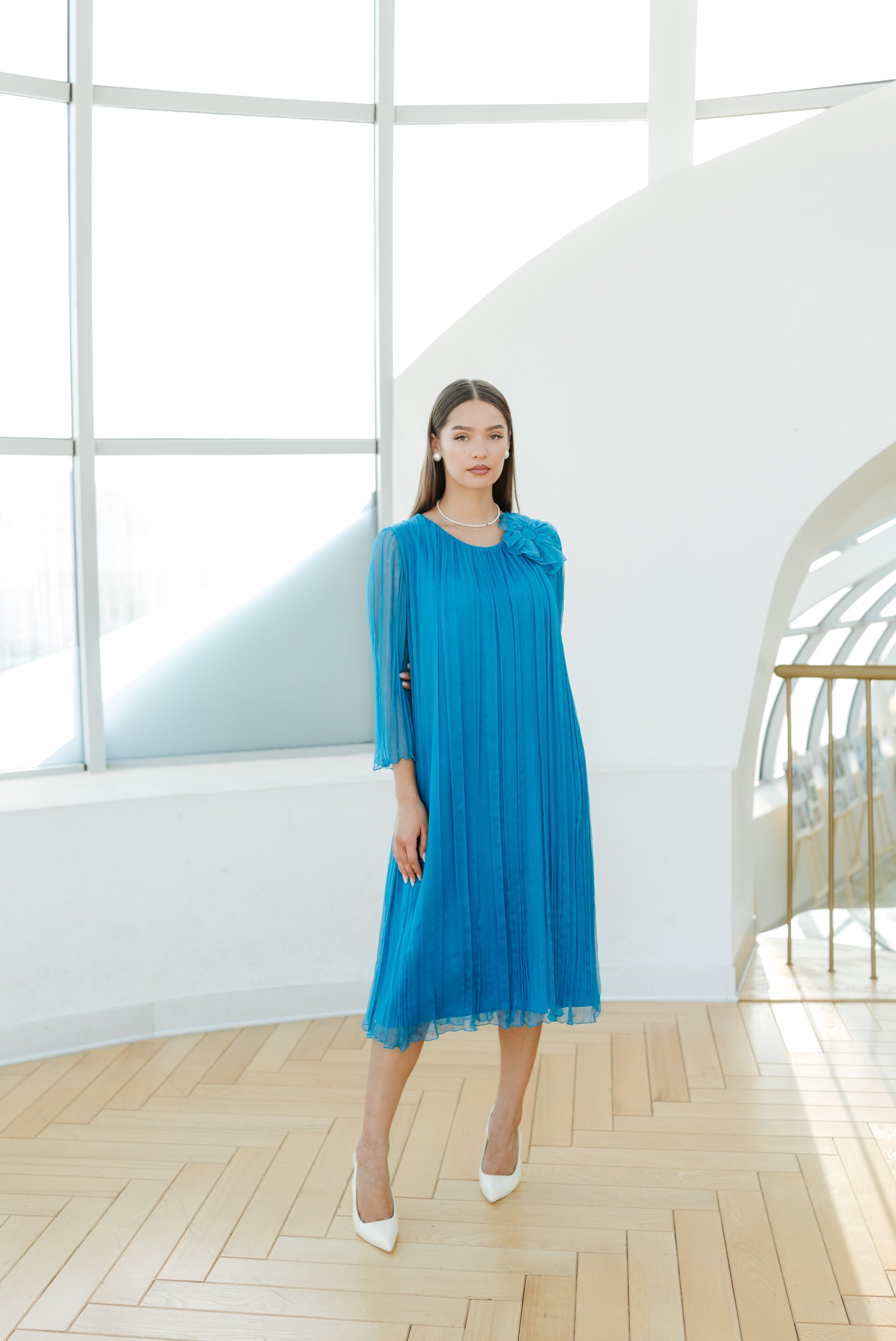 Rochie lejera din matase, turcoaz